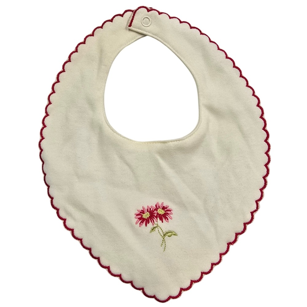 Baby Girl Nwt Vintage Gymboree One Of A Kind Flower Embroidered Cotton Bib NEW